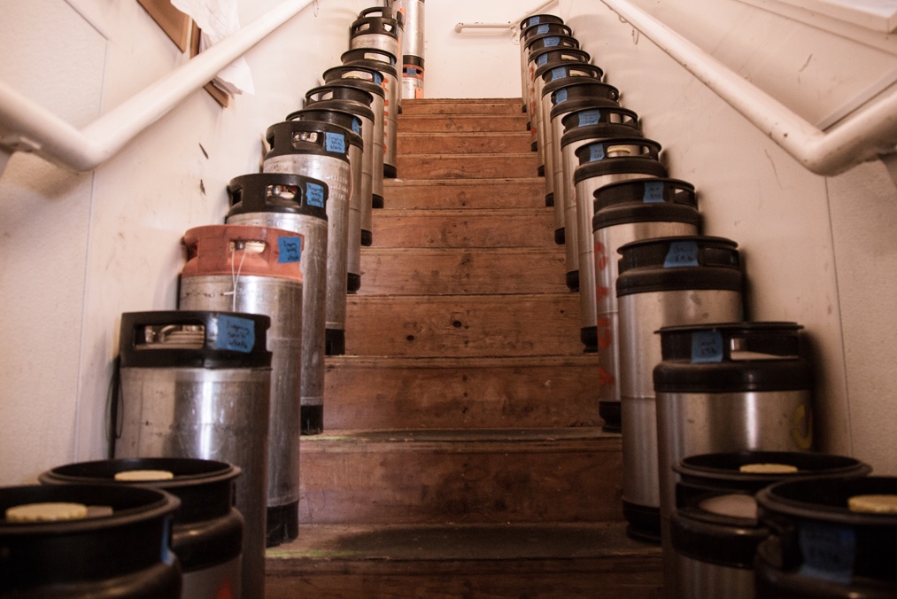 Stairway with kegs